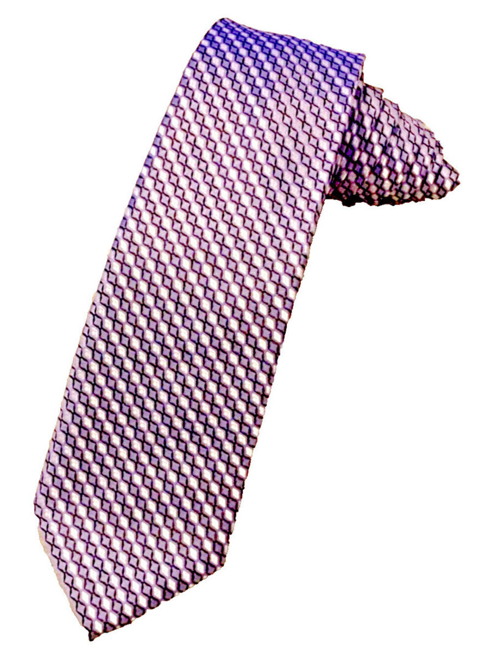 Versa Diamond Geometric SILK Necktie HAND MADE Purple Silver Black 57" EXC COND